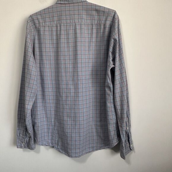Faherty Mens Shirt L Button Front Blue Plaid Long Sleeve Active Cotton Pocket - Picture 9 of 11